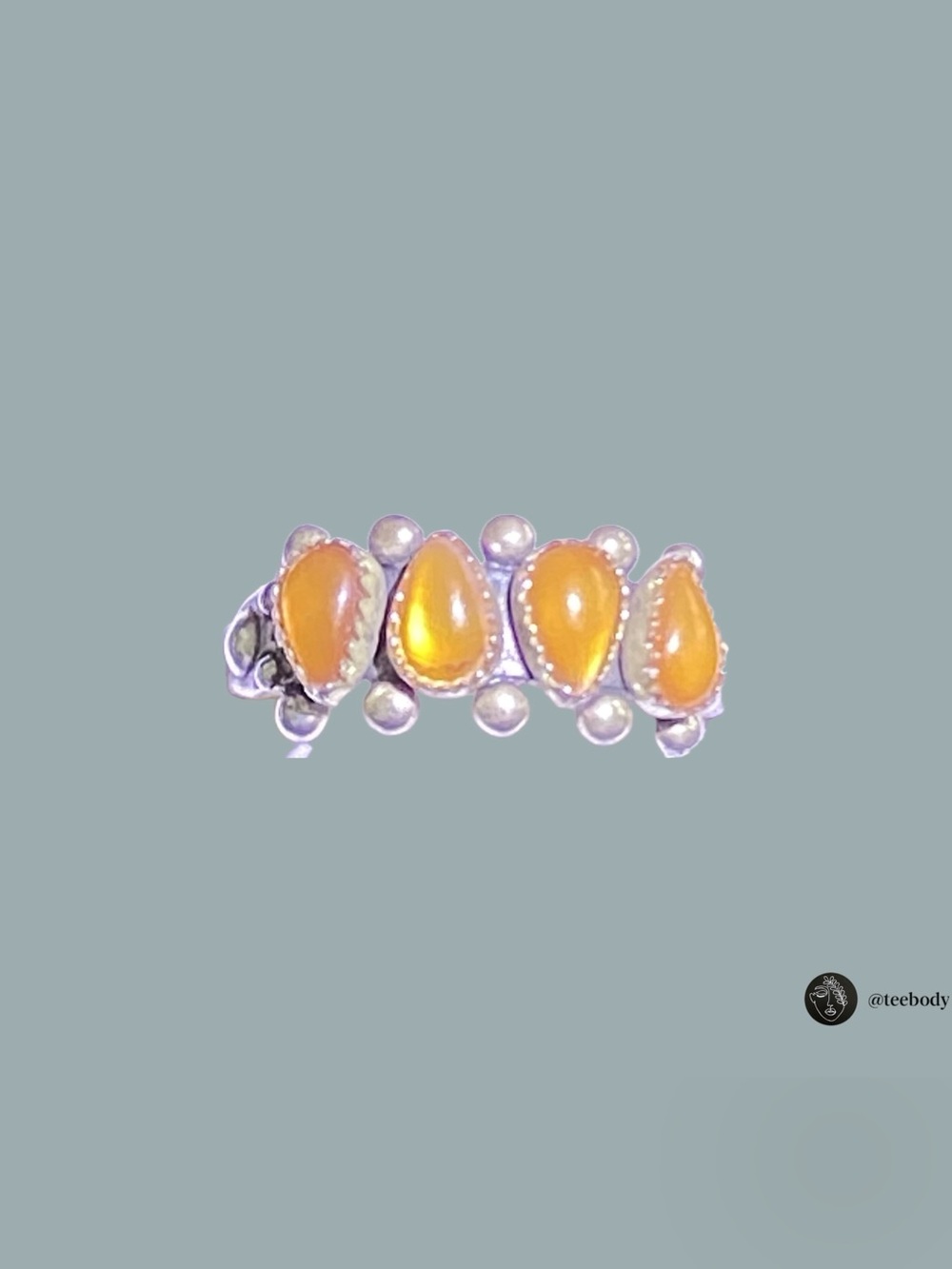 Vintage Wheeler WMCO Sterling Orange Paua Shell Southwestern Row Ring